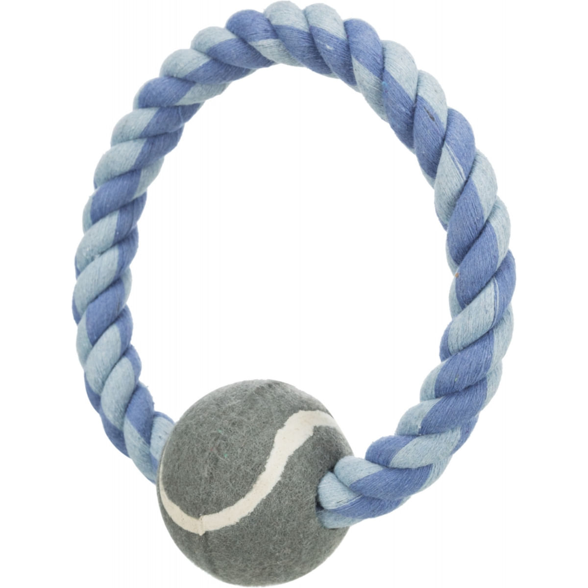 TRIXIE, jucărie cerc din sfoară cu minge de tenis câini, 6cm x 18cm, multicolor - poza 2