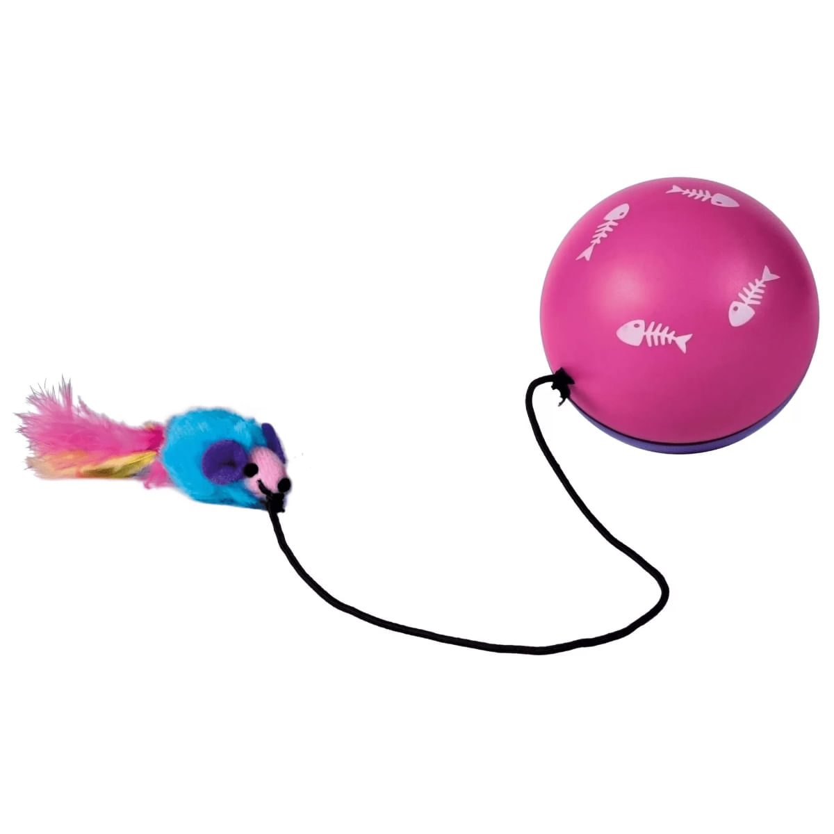 Trixie, jucărie minge cu motoraș și șoricel, pisici, plastic, multicolor, 9cm - poza 1