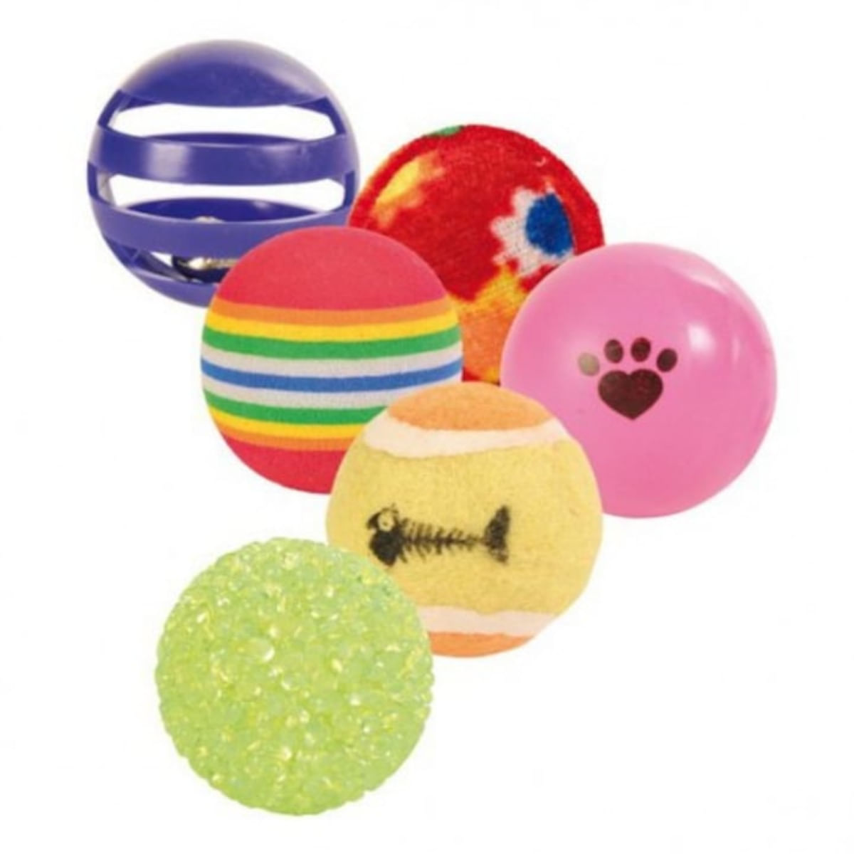 Trixie, jucărie minge diverse, pisici, multicolor, 3.5-4cm, 6 buc - poza 1