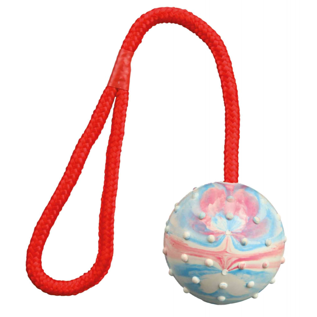 TRIXIE, jucărie minge plină cu sfoară câini, cauciuc, 6cm x 30cm, multicolor - poza 1