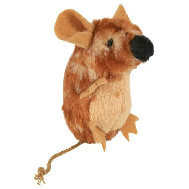 Trixie, jucărie șoricel, pisici, cu sunet, pluș, maro, 8cm - poza 2