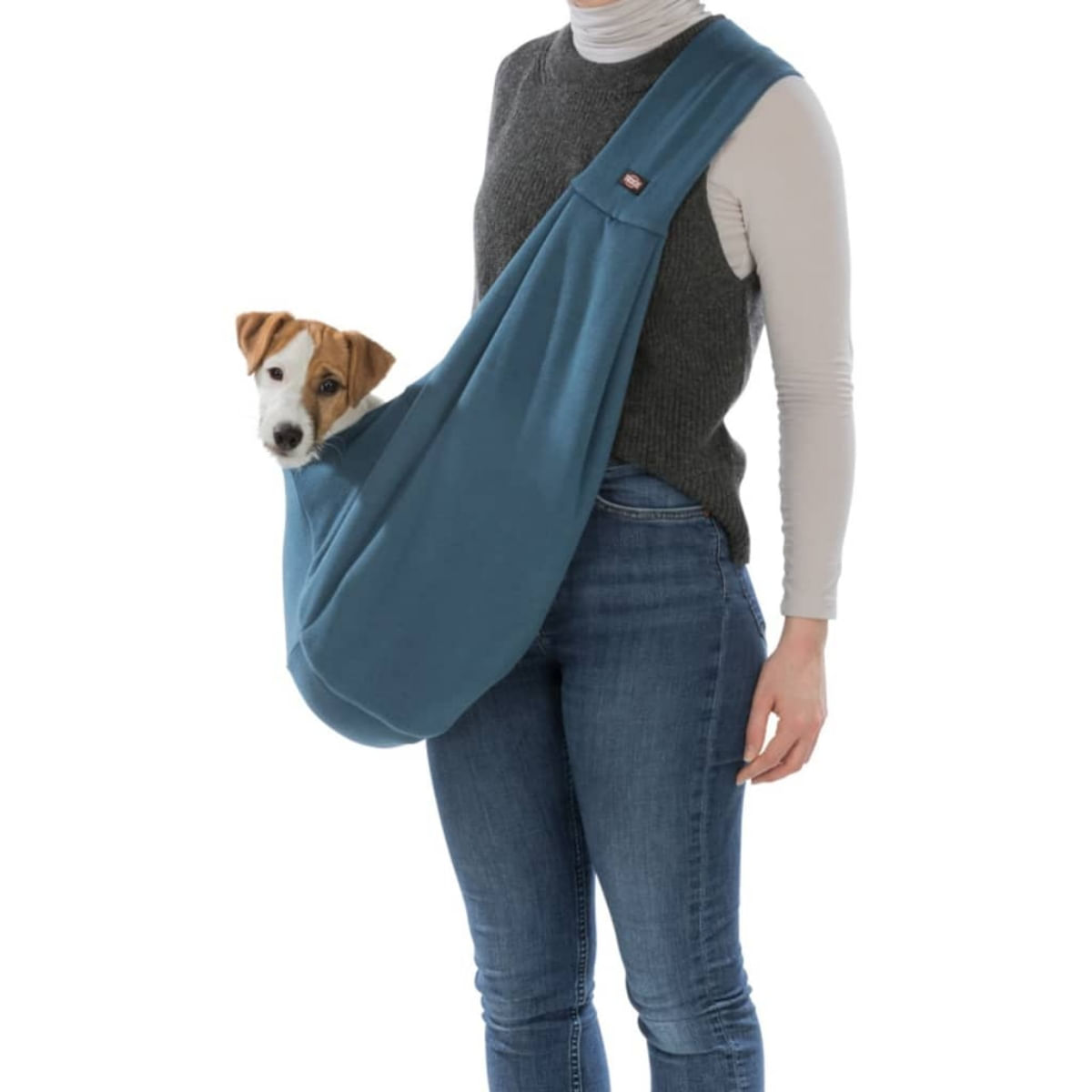 TRIXIE Junior, geantă transport câini, XS(max. 5kg), textil, deschidere superioară, albastru și gri, 22 x 20 x 60 cm - poza 3