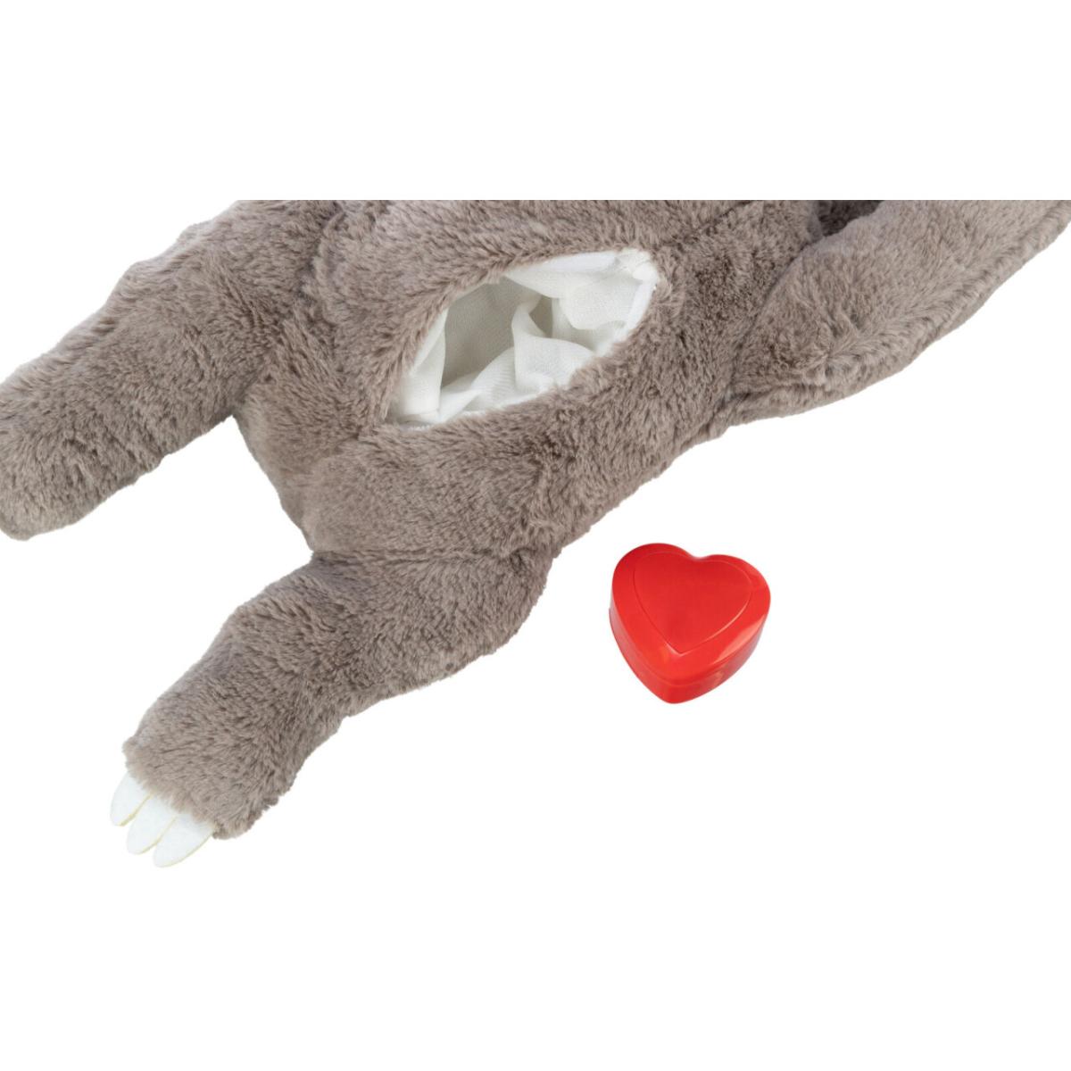 TRIXIE Leneș cu Simulator de Bătăi de Inimă, jucărie interactivă câini junior, cu sunet, pluș TRIXIE Leneș cu Simulator de Bătăi de Inimă, jucărie interactivă câini junior XS-XL, cu sunet, pluș, maro și albastru, 34cm - poza 4