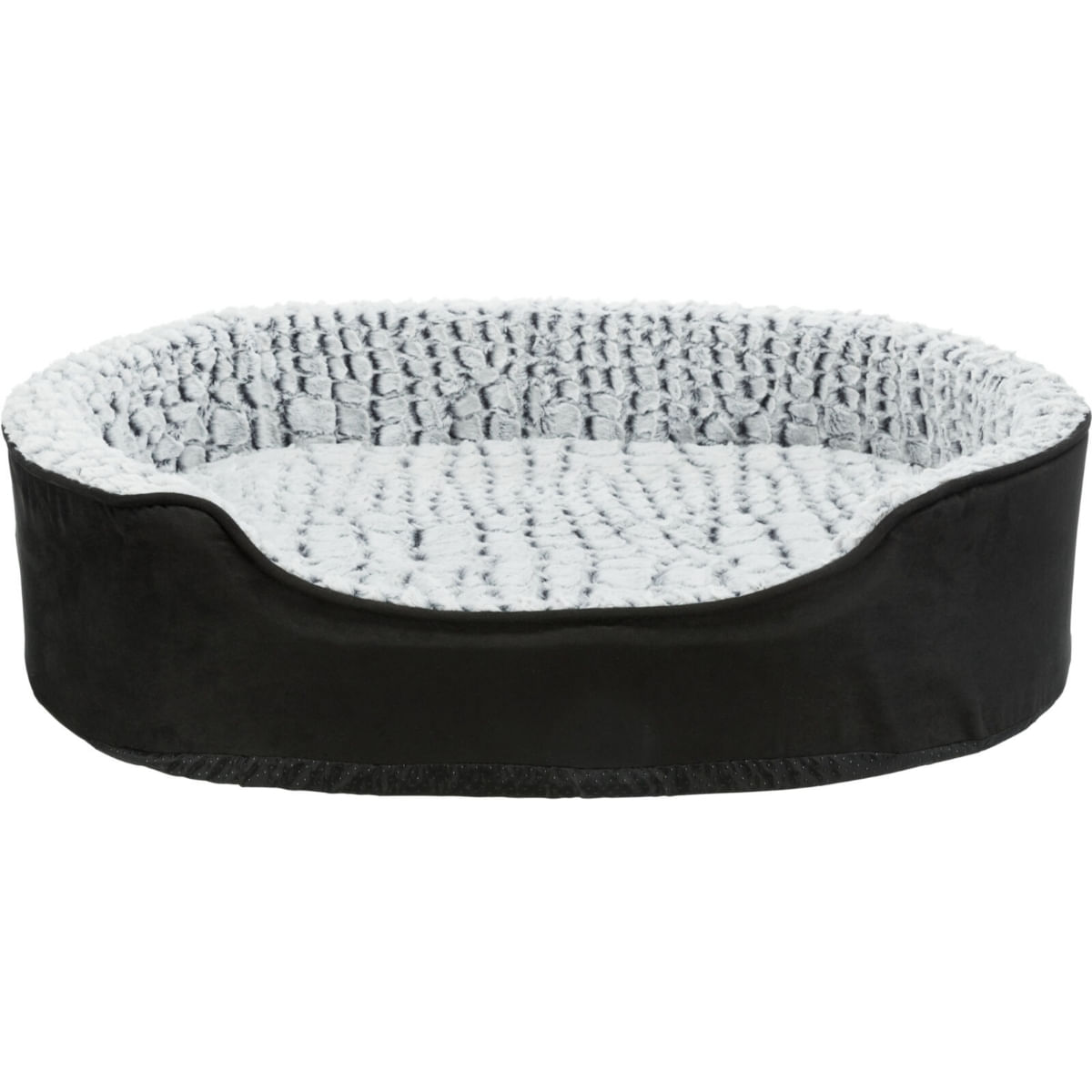 TRIXIE Lino Vital, pat ovală câini și pisici, XS-S, poliester, husă detașabilă, pernă reversibilă, negru și gri, 60 x 45 cm - poza 2
