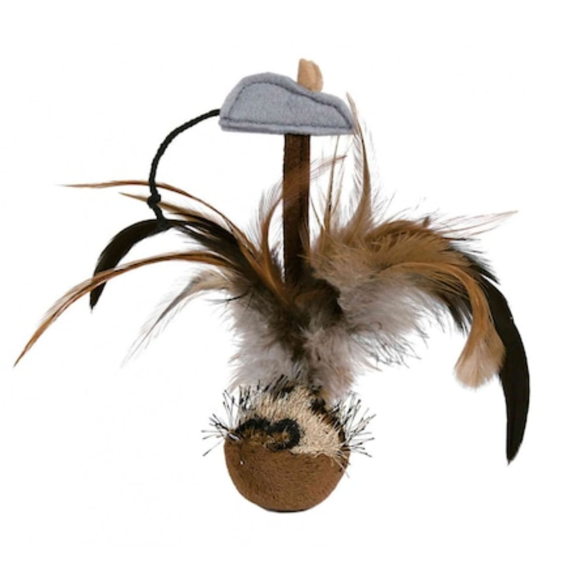 Trixie, minge cu pene și șoricel, jucărie, pisici, pluș, multicolor, 15cm - poza 2