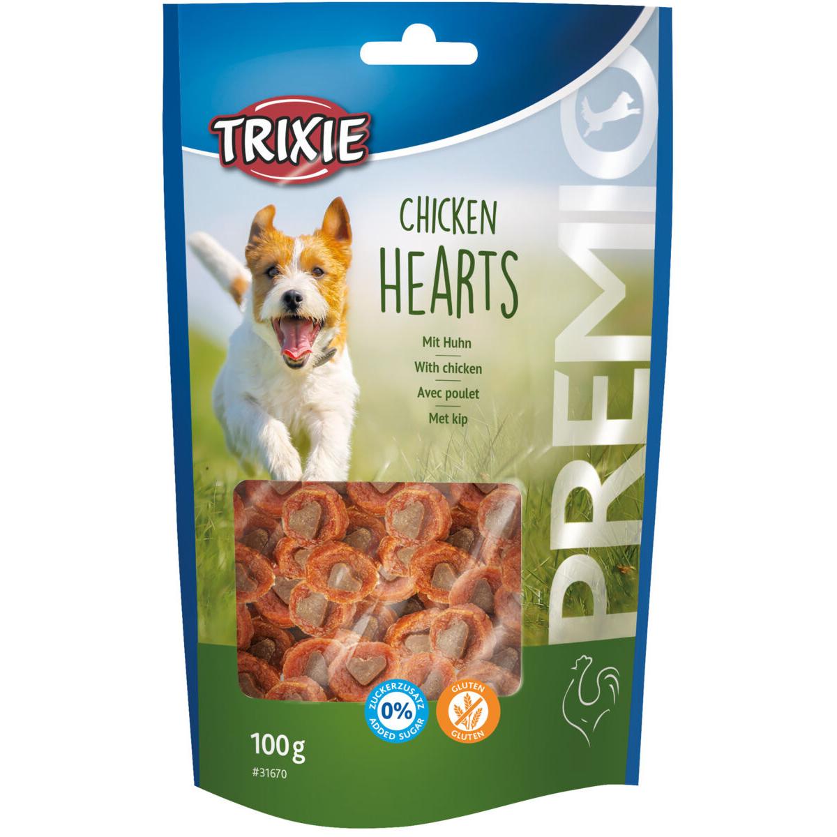 TRIXIE Premio Hearts, XS-XL, Pui, punguță recompense fără cereale câini, 100g - poza 1