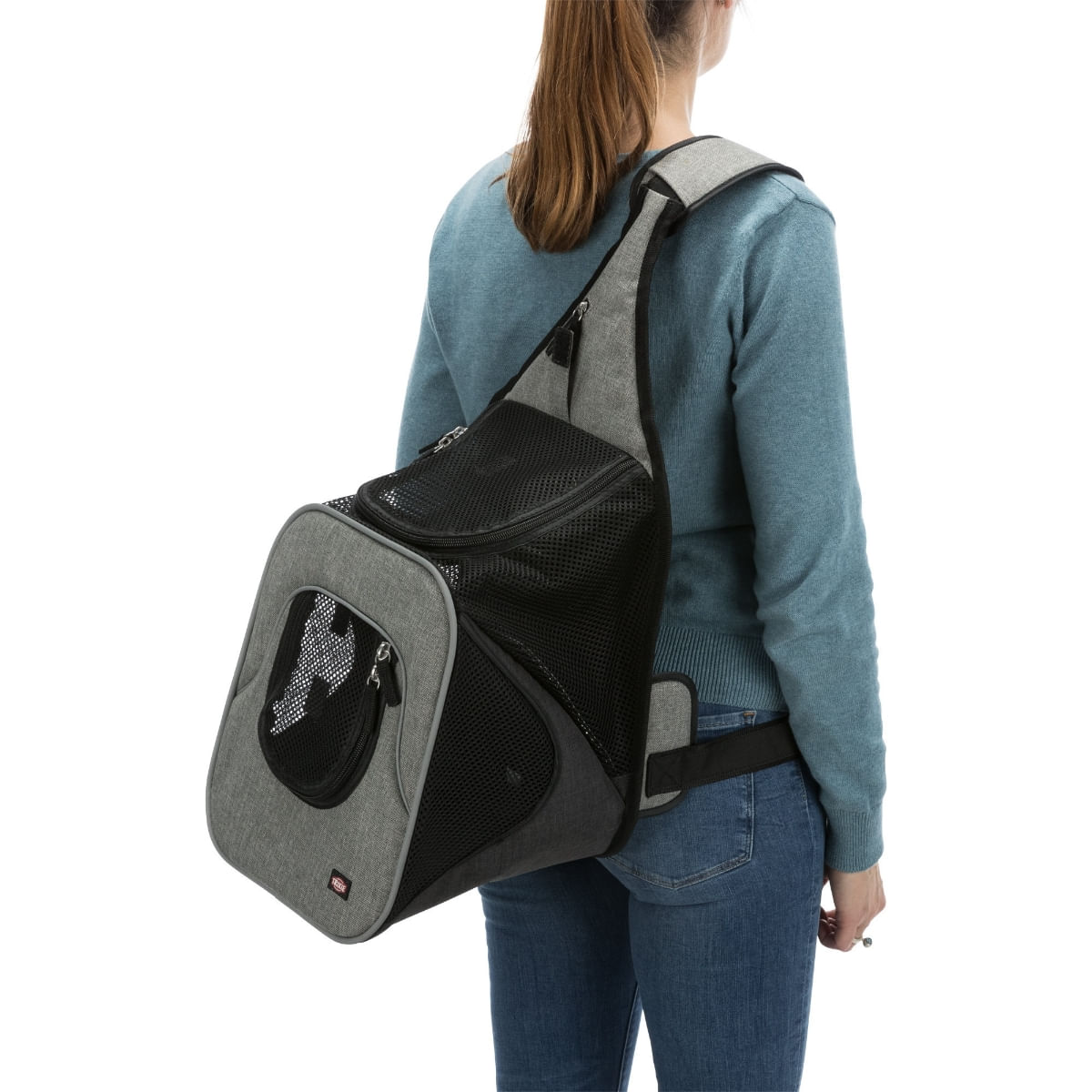 TRIXIE Savina, rucsac transport câini și pisici, XS-S(max. 10kg), poliester, deschidere frontală&superioară, negru și gri, 30 x 26 x 33 cm - poza 5