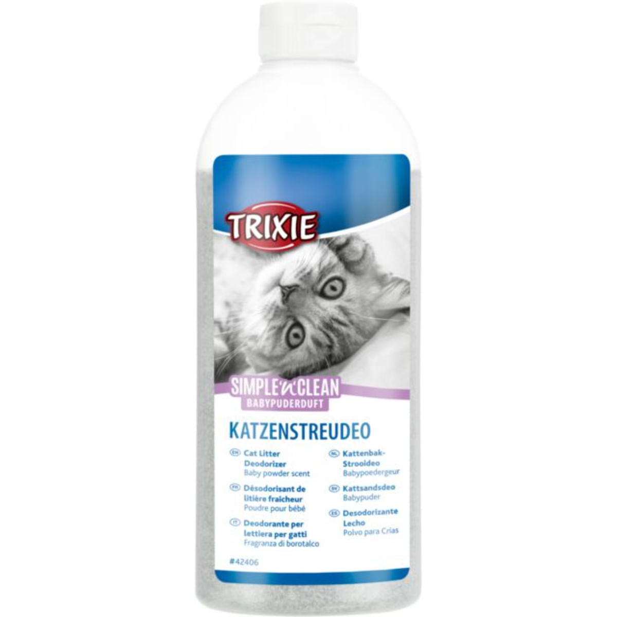TRIXIE Simple'n'Clean Baby Powder, odorizant litieră pisici, Talc, 750g - poza 2