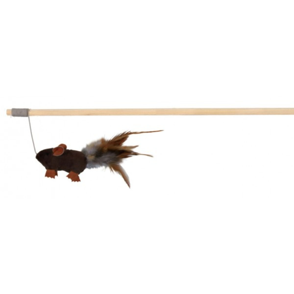 Trixie, undiță din lemn cu șoricel, jucărie, pisici, negru, 50cm - poza 1