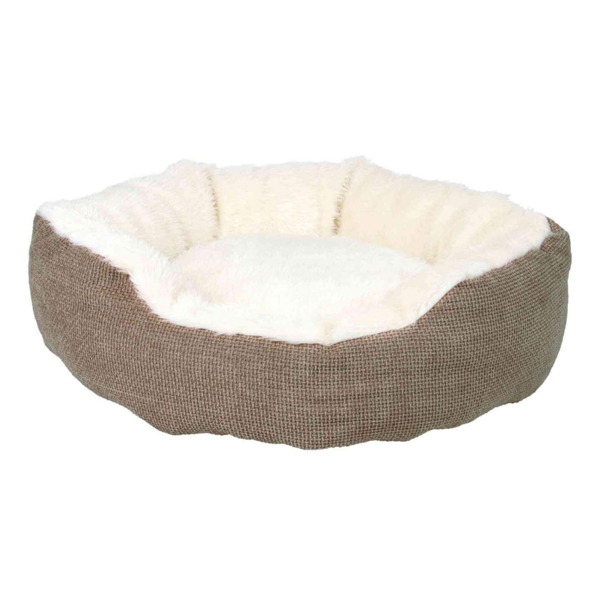 TRIXIE Yuma, coș rotund câini și pisici, XS, poliester, husă detașabilă, maro și alb - poza 2