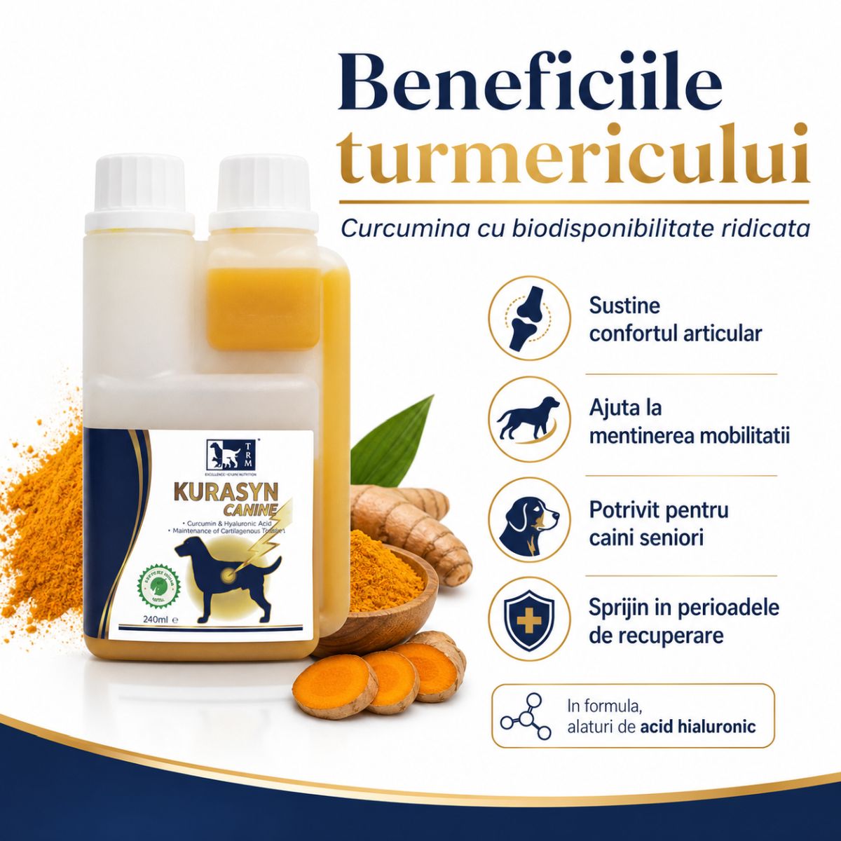 TRM Kurasyn, supliment sistem articular câini, suspensie orală TRM Kurasyn, XS-XL, supliment sistem articular câini, flacon, 240ml suspensie orală - poza 4