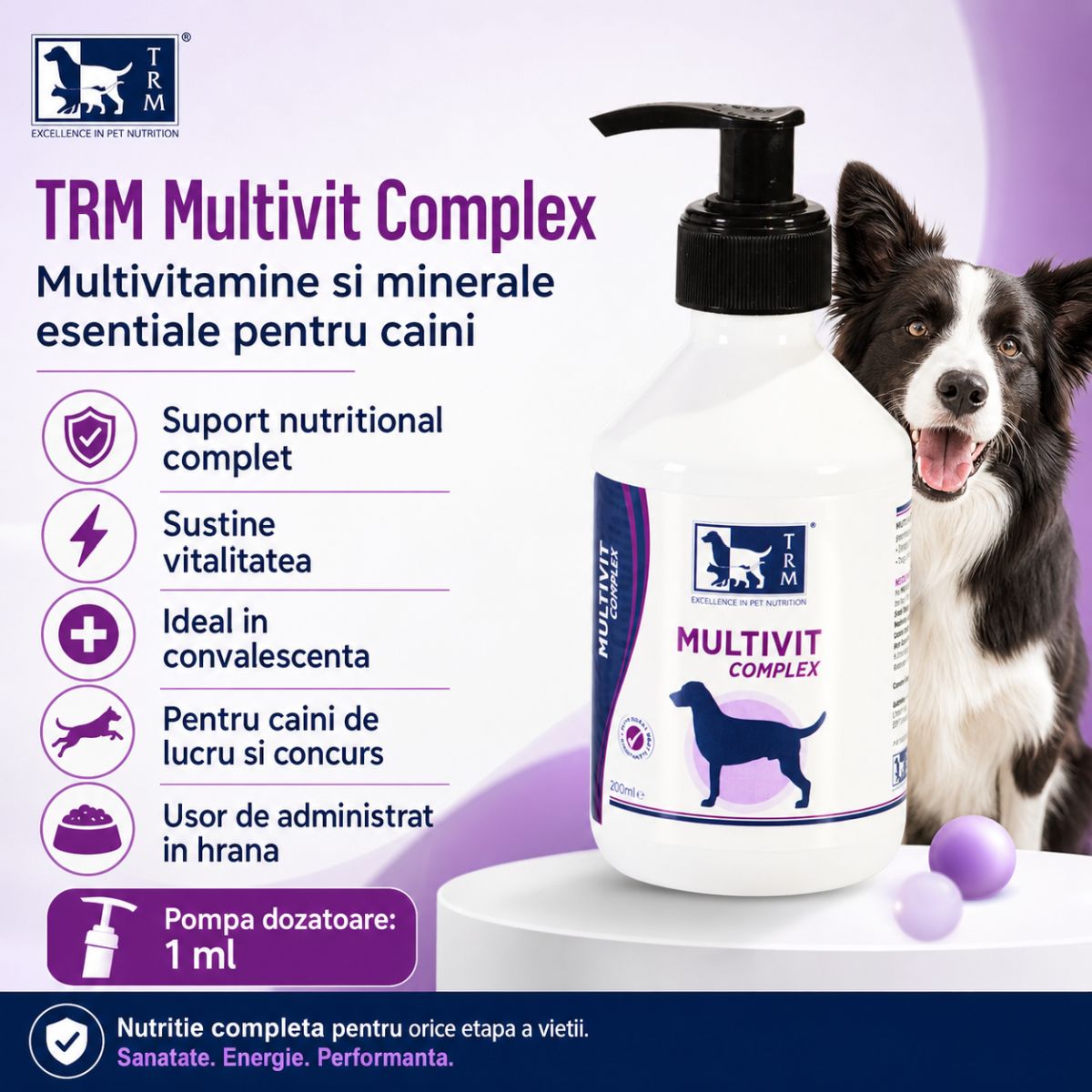 TRM Multivit Complex, multivitamine câini, suspensie orală TRM Multivit Complex, XS-XL, multivitamine câini, flacon, 200ml suspensie orală - poza 3