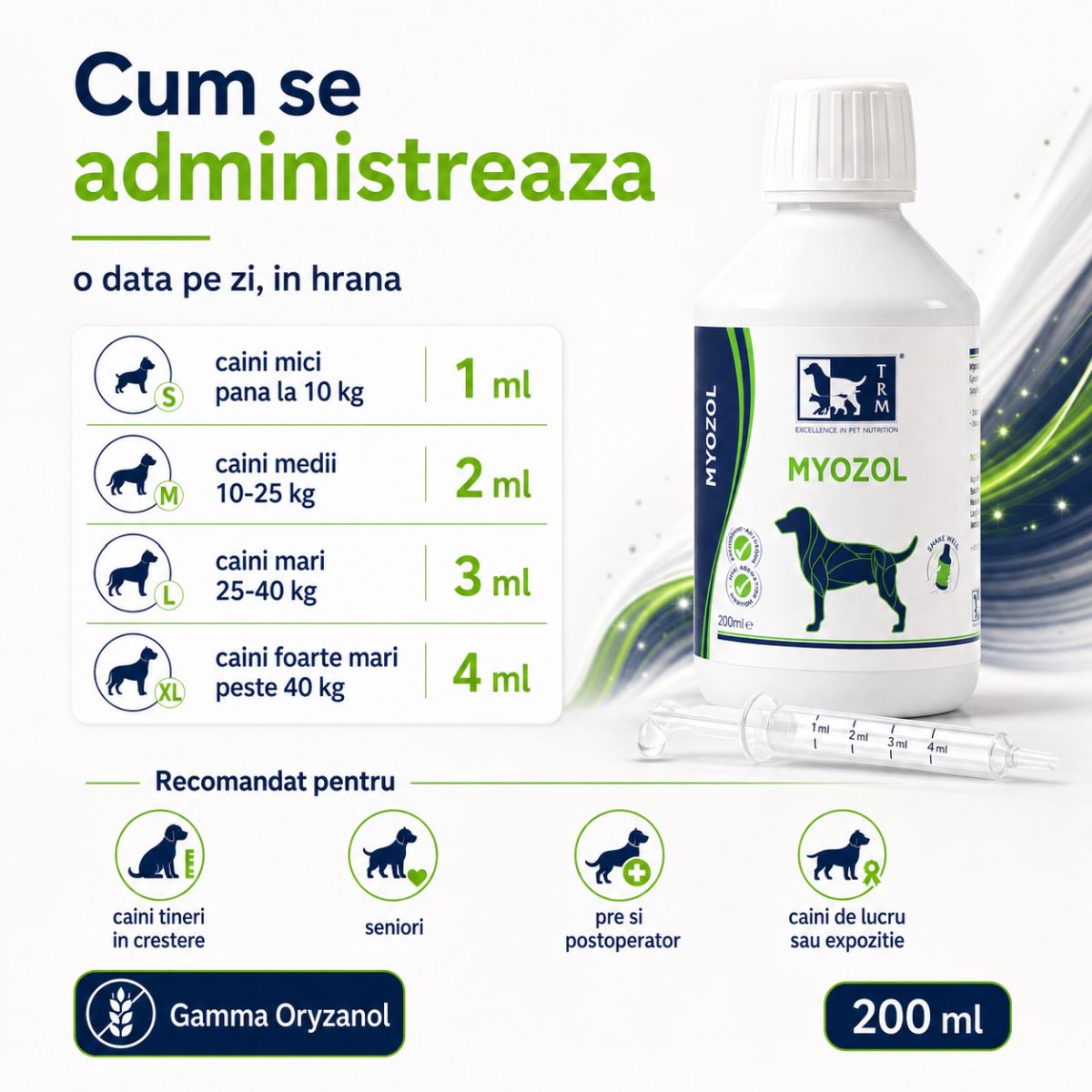 TRM Myozol, multivitamine câini, ulei TRM Myozol, XS-XL, multivitamine câini, flacon, 200ml ulei - poza 5
