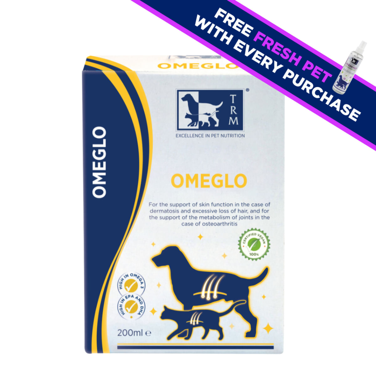 TRM Omeglo, supliment piele & blană câini, ulei TRM Omeglo, XS-XL, supliment piele & blană câini și pisici, flacon, 500ml ulei - poza 2