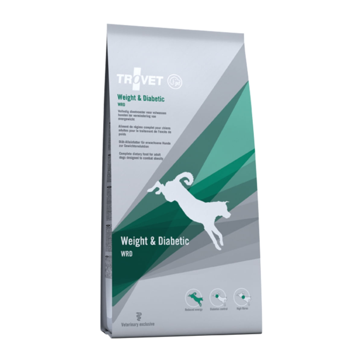 TROVET Dog Weight & Diabetic WRD, dietă veterinară câini, hrană uscată, afecțiuni metabolice (obezitate și diabet), 12.5 kg - poza 2