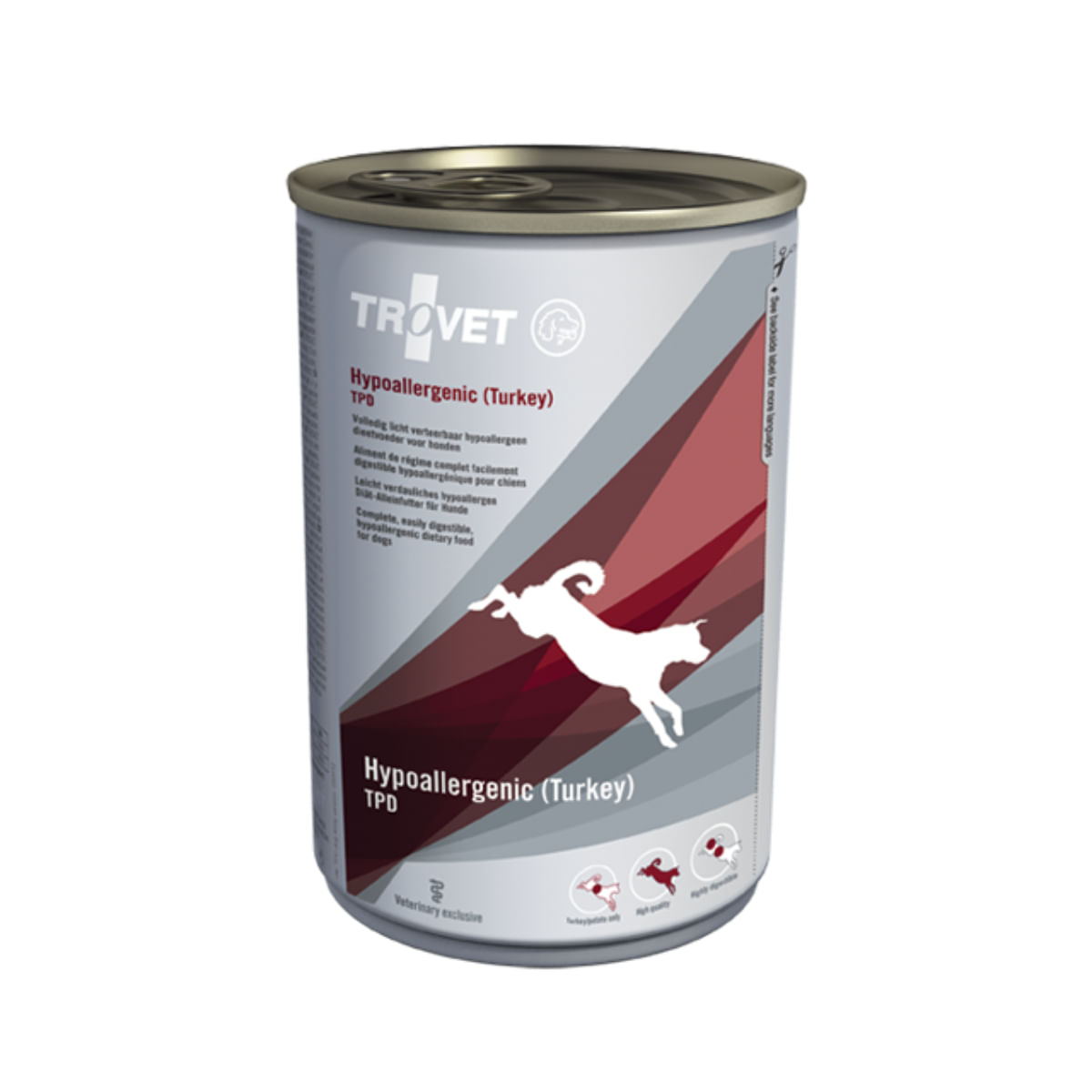 TROVET Hypoallergenic TPD, XS-XL, Curcan, dietă veterinară, conservă hrană umedă monoproteică fără cereale câini, alergii, (pate), 400g - poza 2