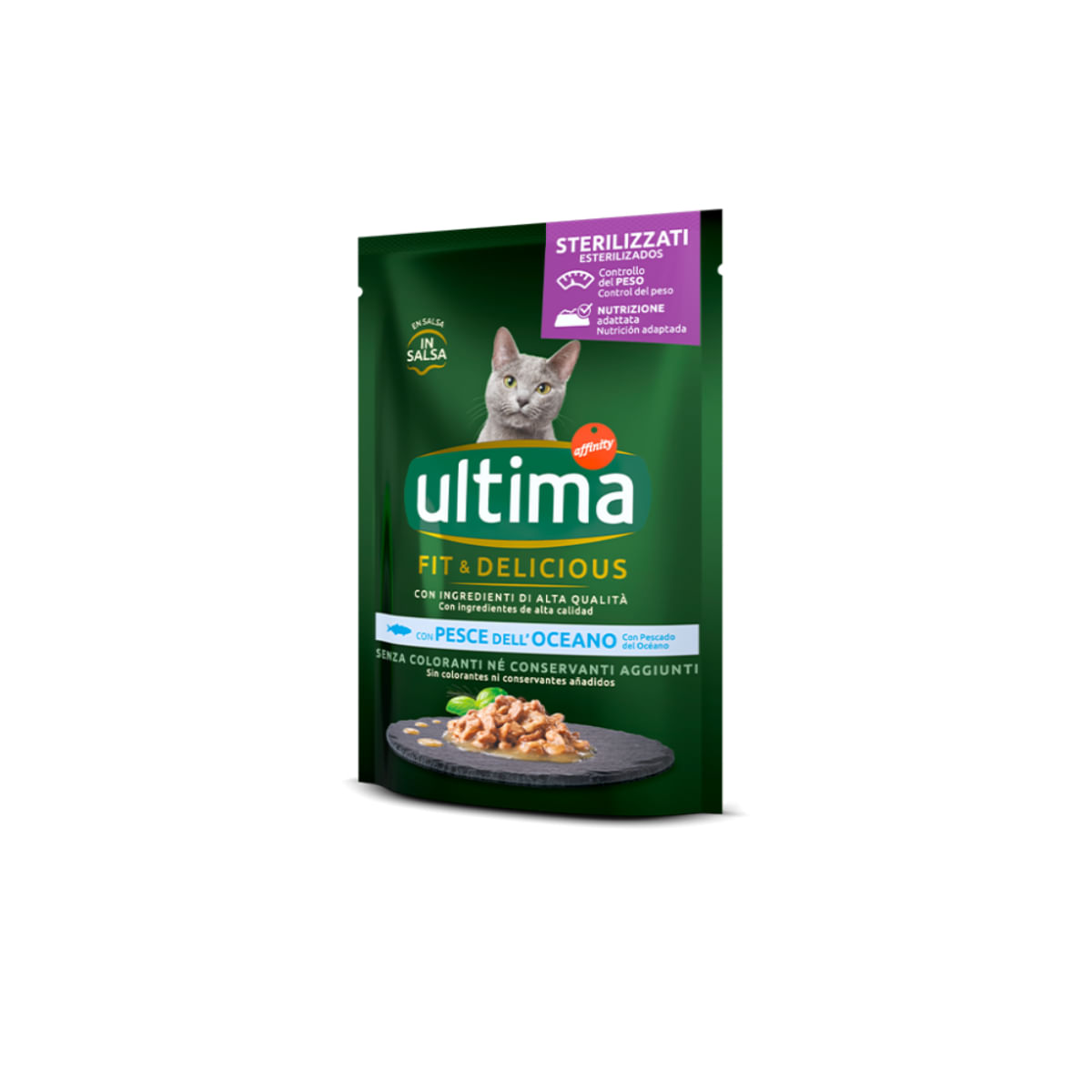 ULTIMA Fit & Delicious Sterilised, Pește, plic hrană umedă pisici sterilizate, (în sos), bax, 85g x 24buc - poza 1
