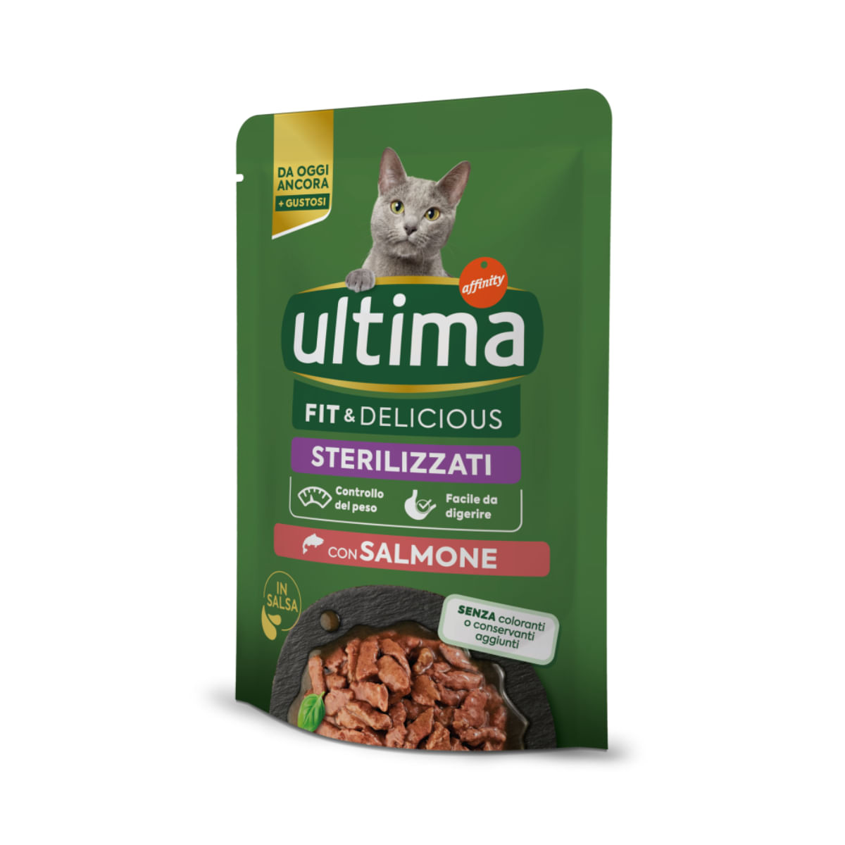 ULTIMA Fit & Delicious Sterilised, Somon, plic hrană umedă pisici sterilizate, (în sos), bax, 85g x 24buc