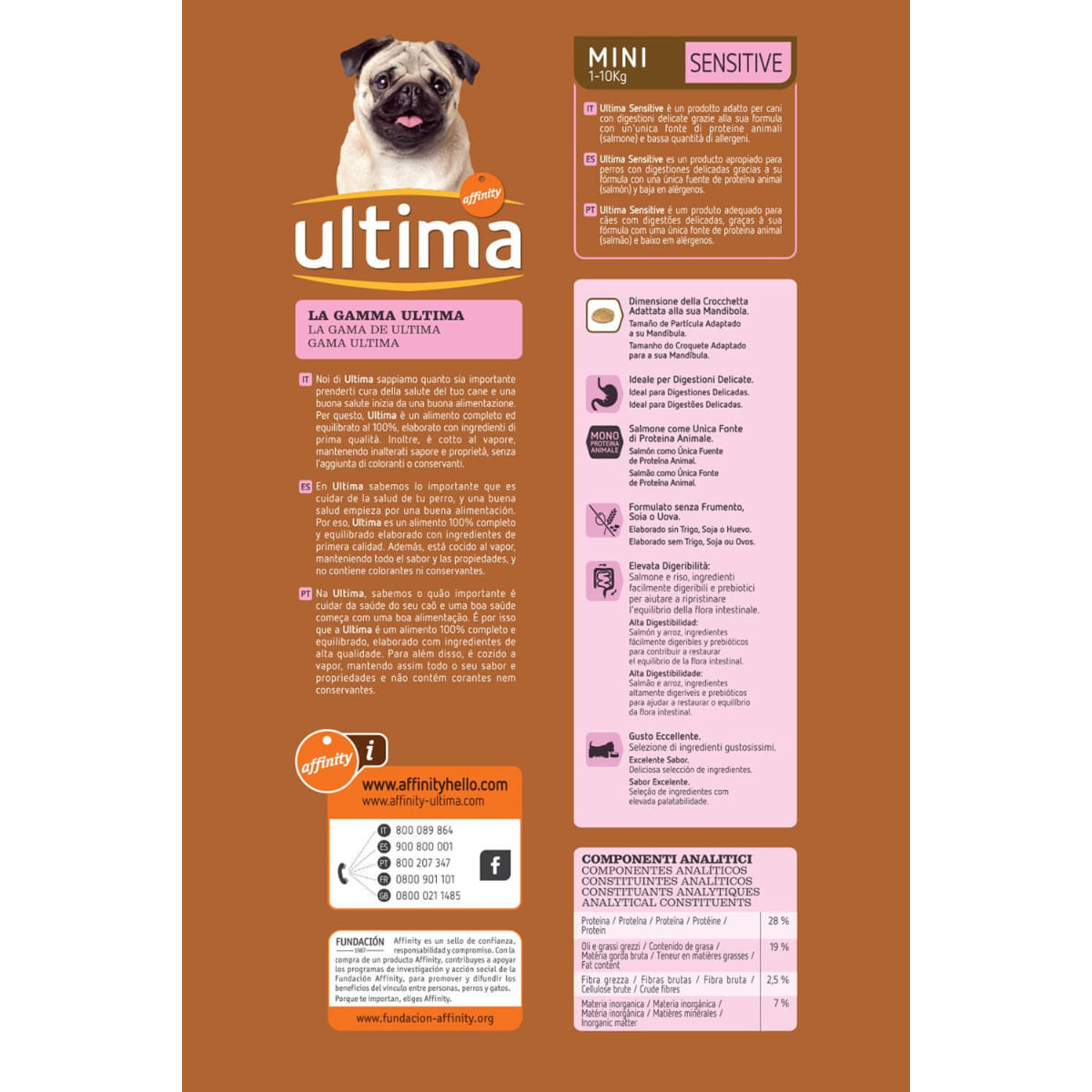 ULTIMA Small Digestive Wellbeing, XS-S, Somon, hrană uscată câini, sistem digestiv, 1.5kg - poza 3