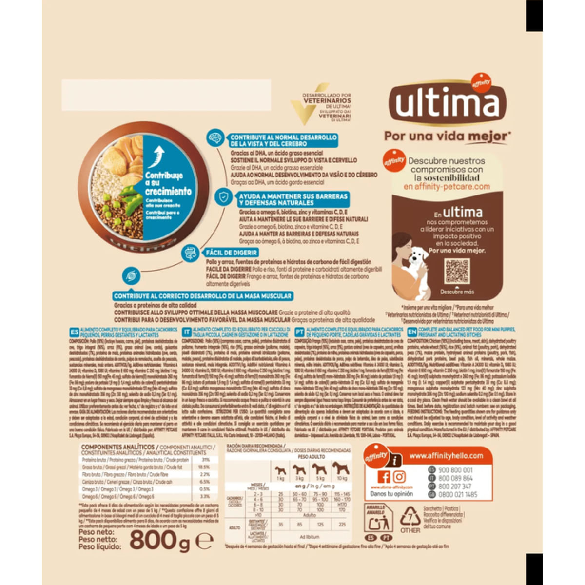 ULTIMA Small Junior, XS-S, Pui, hrană uscată câini junior, 800g - poza 3