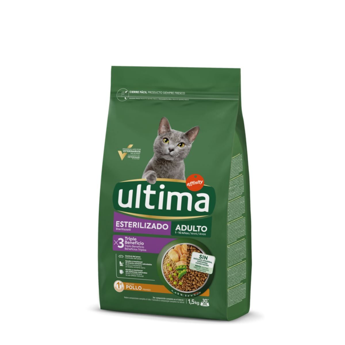 ULTIMA Sterilised, Pui, hrană uscată pisici sterilizate, 1.5kg - poza 2