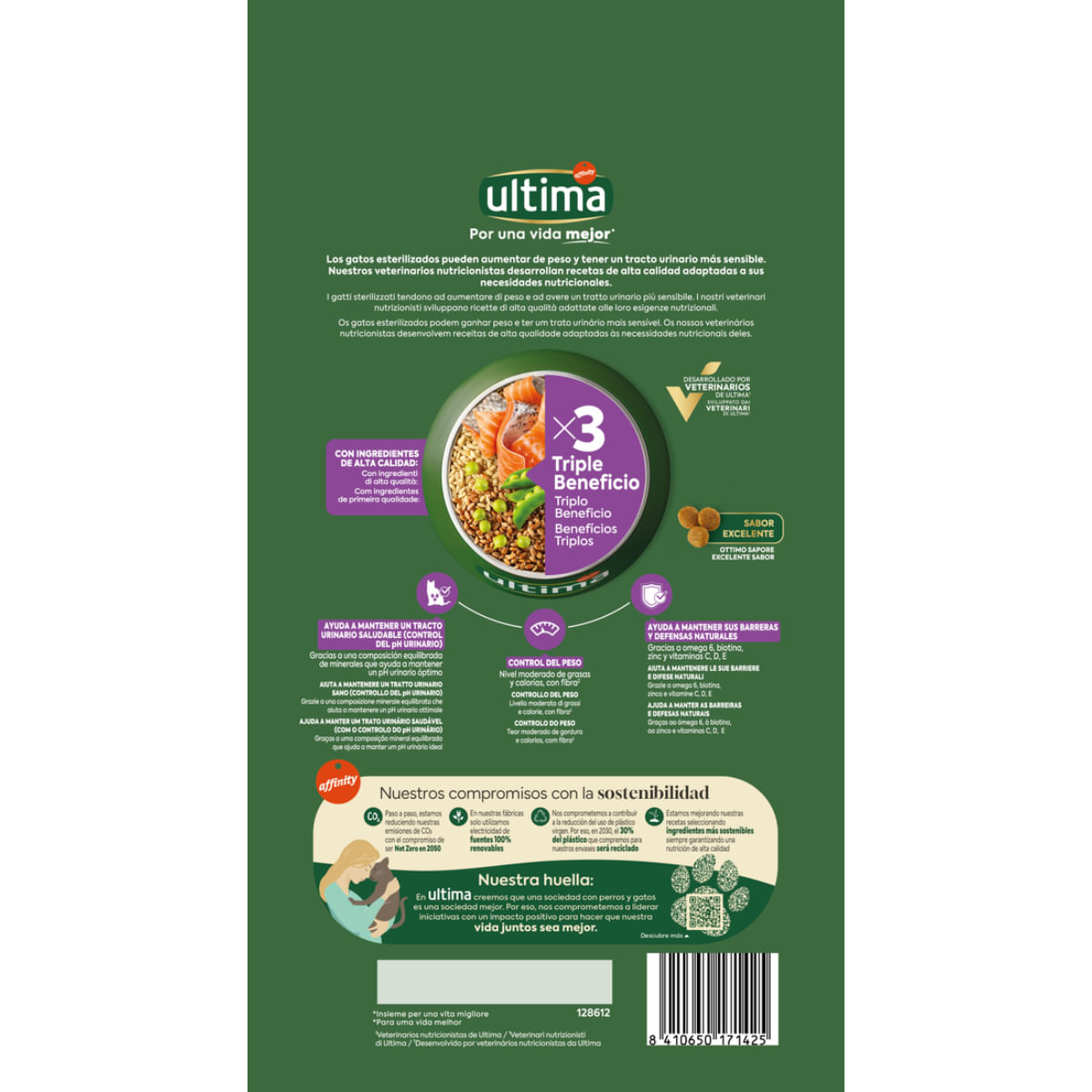 ULTIMA Sterilised, Somon, hrană uscată pisici sterilizate, 1.5kg - poza 3