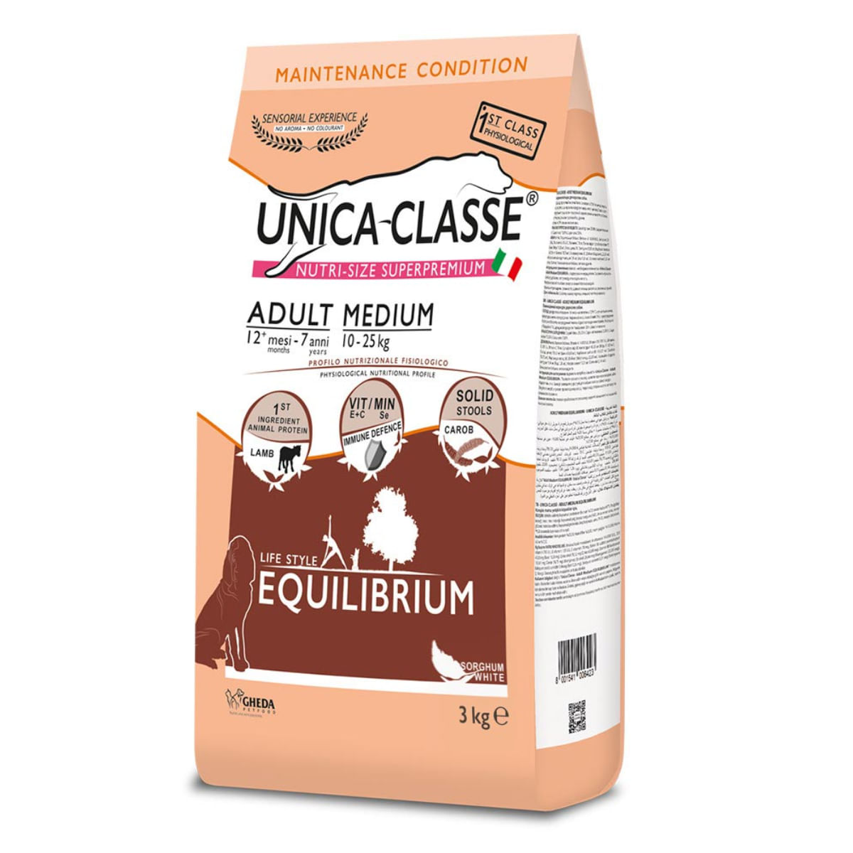 UNICA Classe Equilibrium Medium, M, Miel, hrană uscată câini, 3kg - poza 1