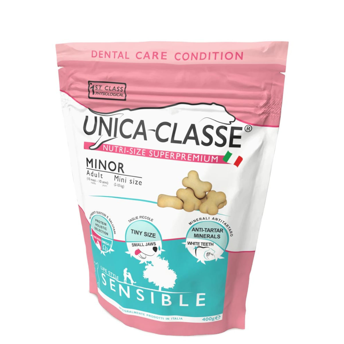 UNICA Classe Minor Sensible, XS-S, Pui, punguță recompense funcționale câini, sensibilități dentare, 400g - poza 1