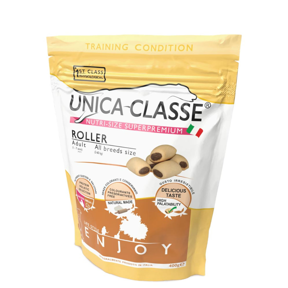 UNICA Classe Roller Enjoy, XS-XL, Pui, punguță recompense câini, 400g - poza 1