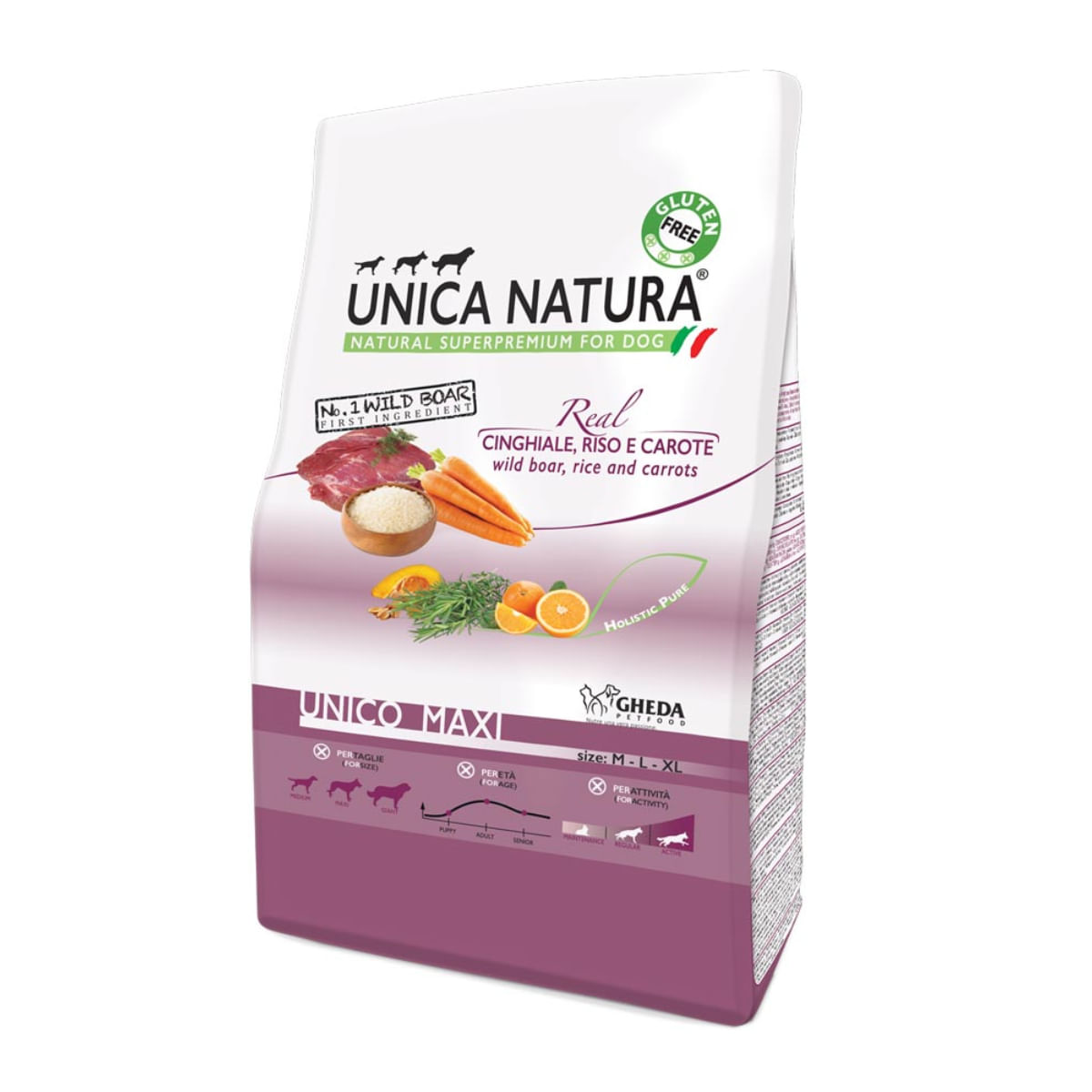 UNICA Natura Maxi, L-XL, Mistreț și Orez, hrană uscată câini, 12kg - poza 1