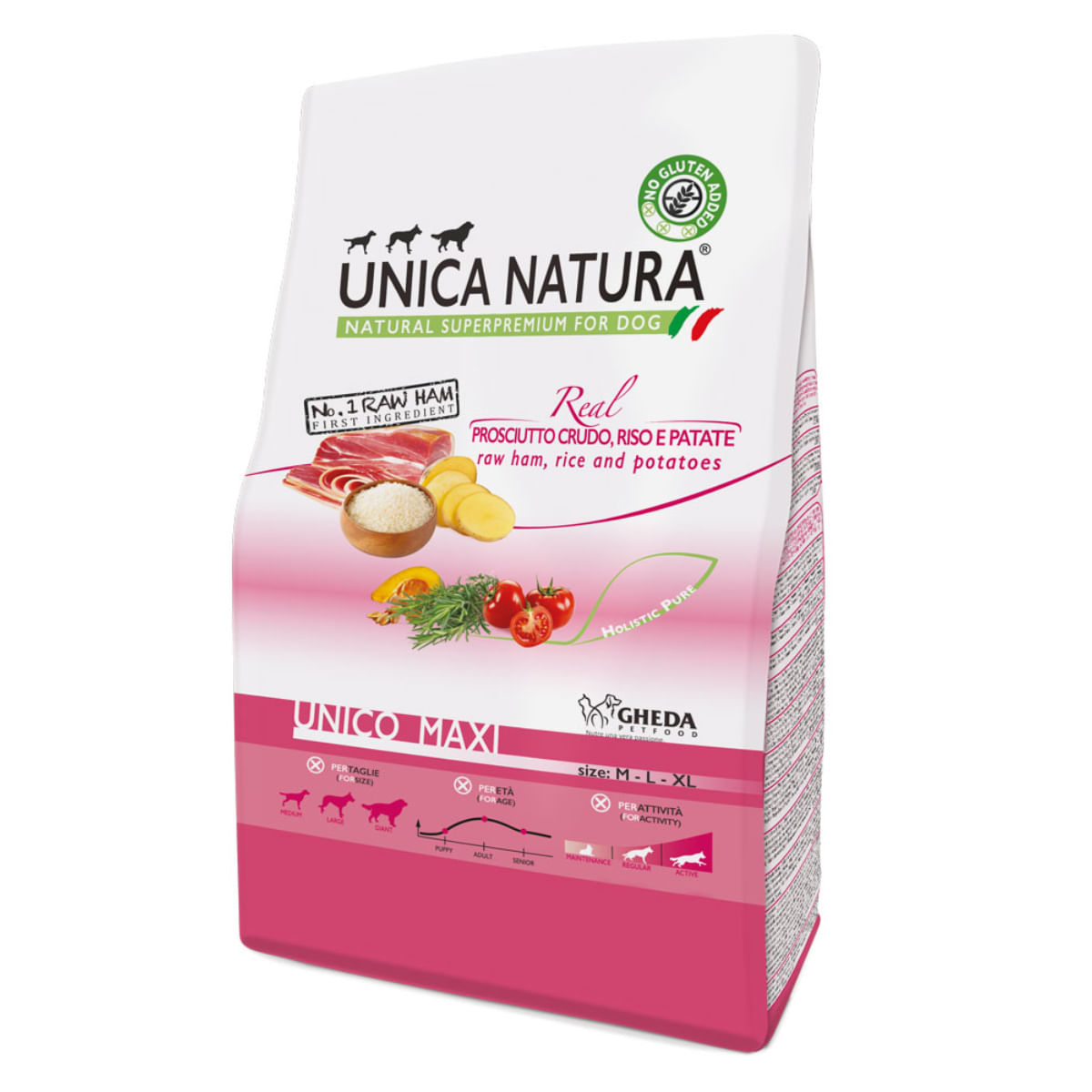 UNICA Natura Maxi, L-XL, Prosciutto Crudo și Orez, hrană uscată câini, 12kg - poza 1