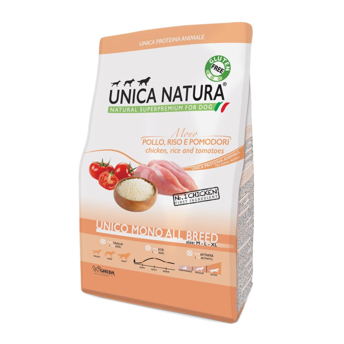 UNICA Natura Mono, M-XL, Pui și Orez, hrană uscată monoproteică câini, 12kg - poza 1