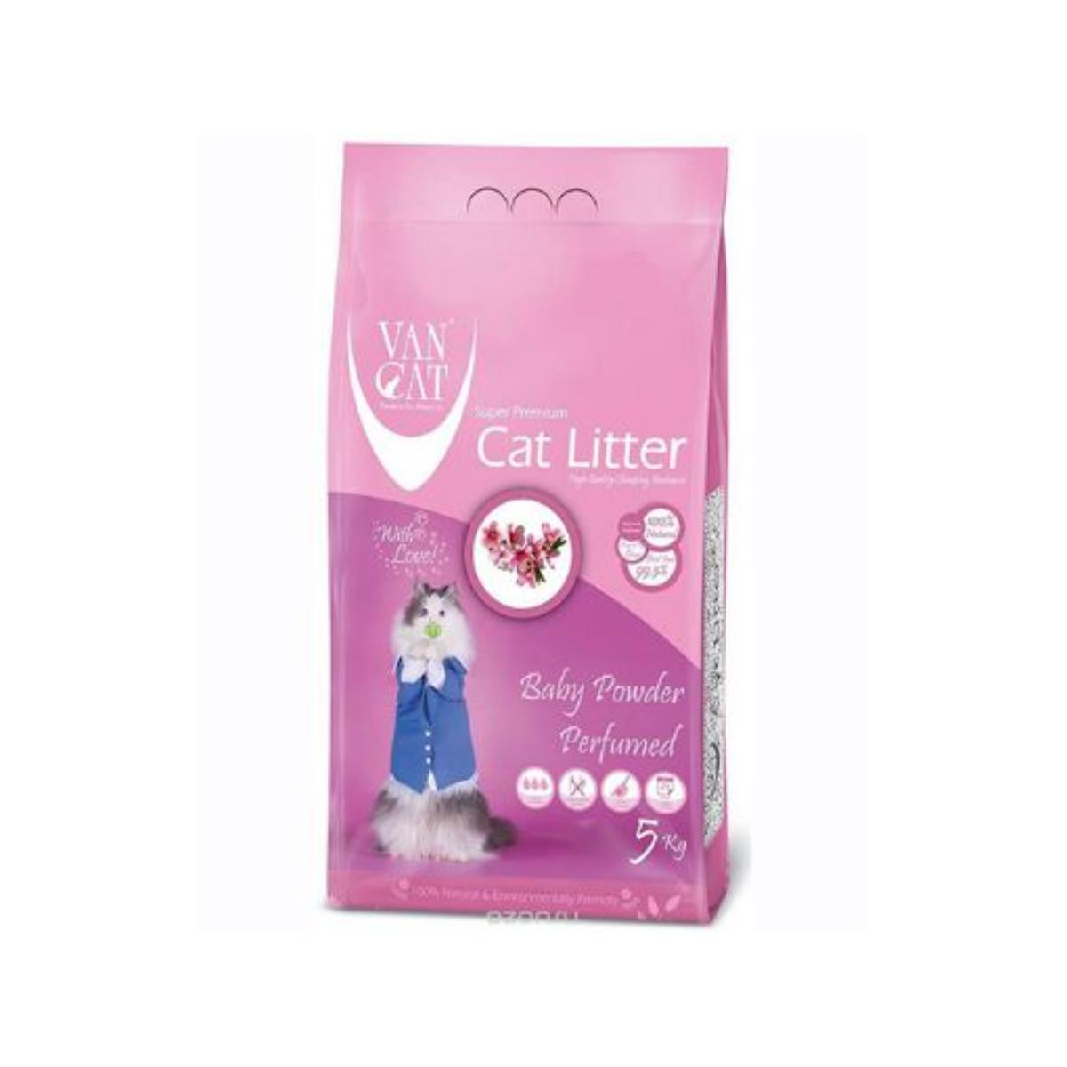 VANCAT Baby Powder, Talc, așternut igienic pisici, granule, bentonită, aglomerant, fără praf, 5kg - poza 1