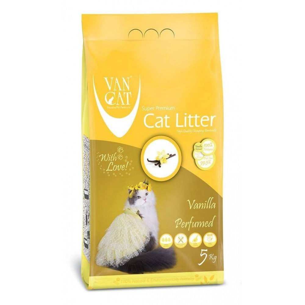 VANCAT, Vanilie, așternut igienic pisici, granule, bentonită, aglomerant, neutralizare mirosuri, 5kg - poza 1