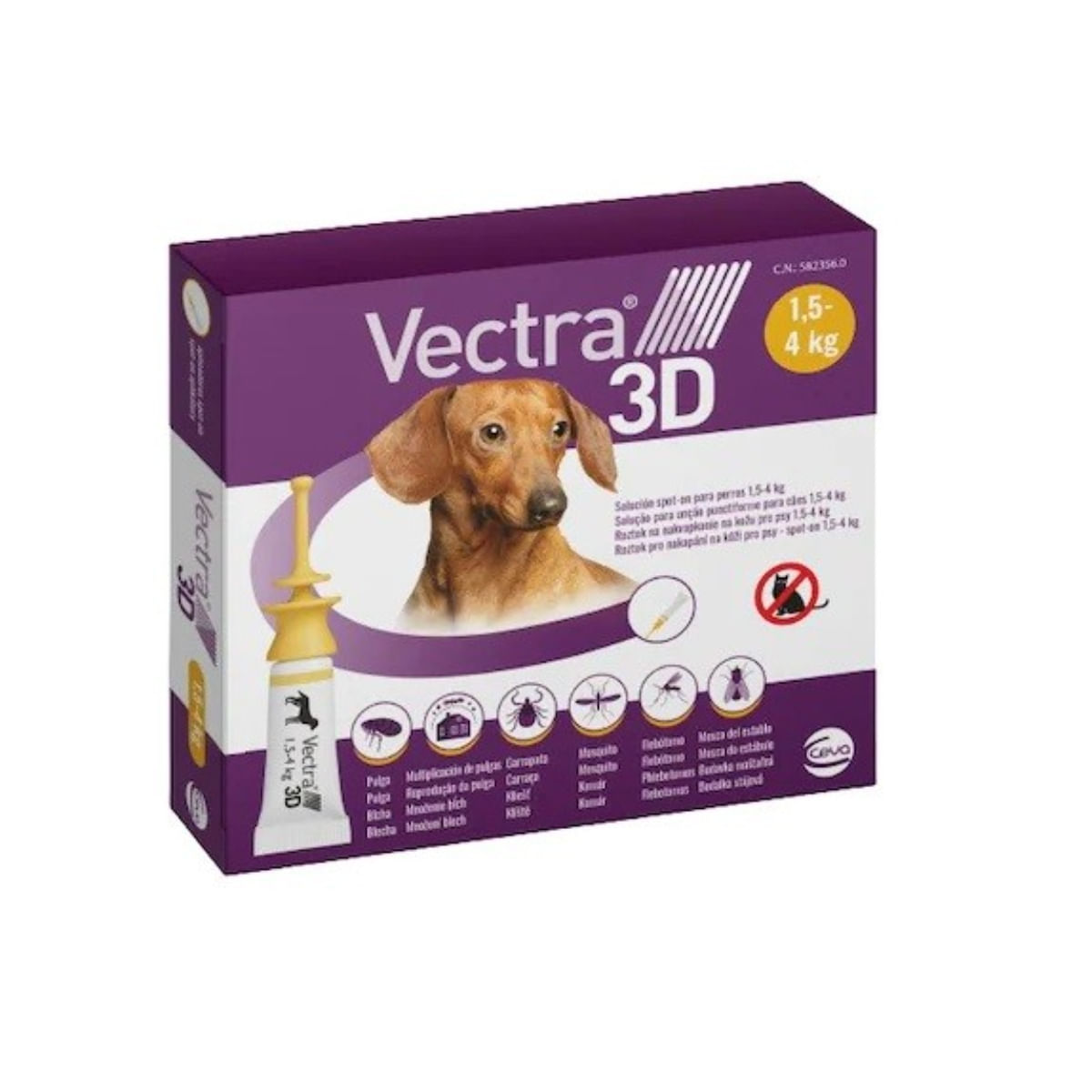 Vectra 3D, spot-on, solutie antiparazitara, caini Vectra 3D, spot-on, soluție antiparazitară, câini 1.5-4 kg, 3 pipete - poza 2