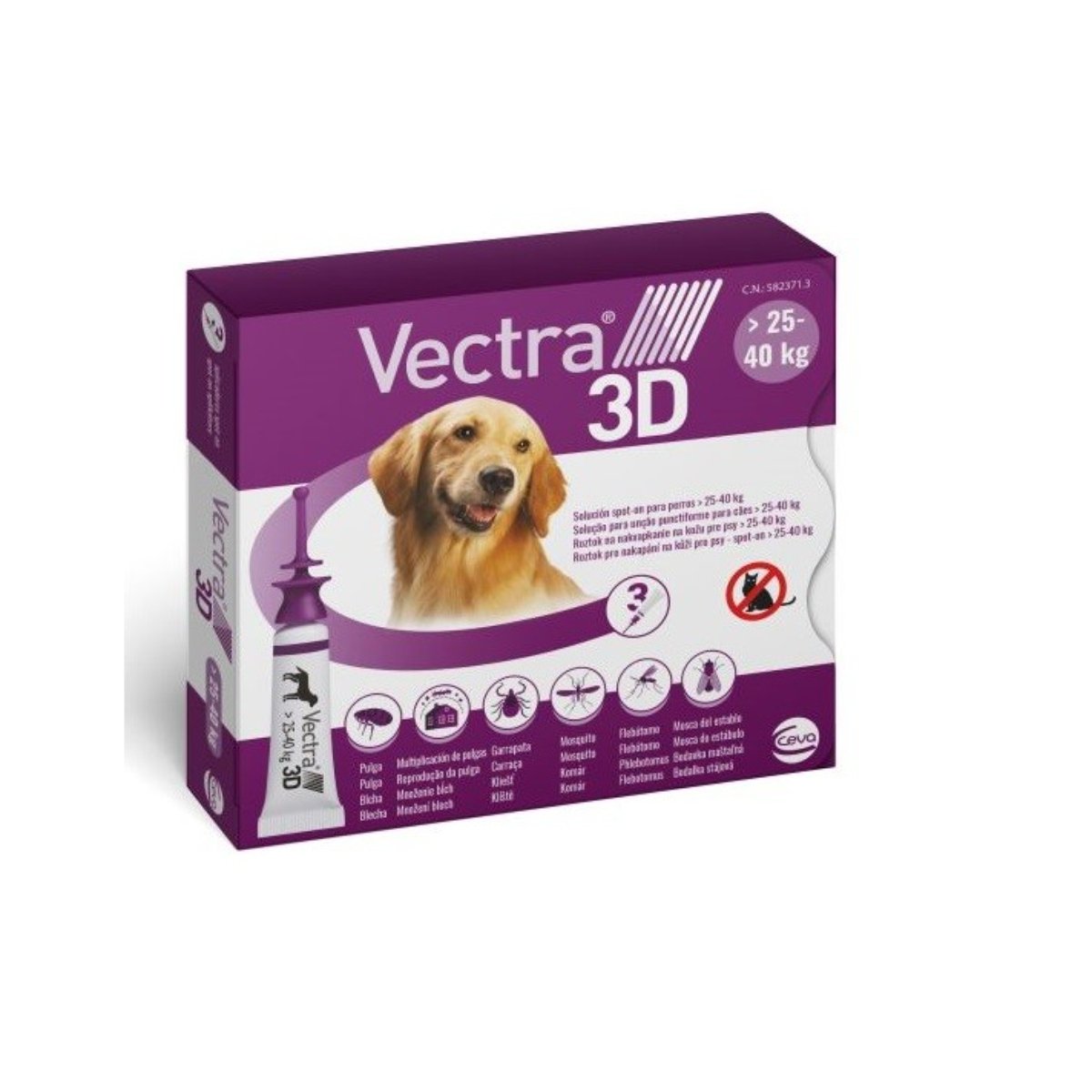 Vectra 3D, spot-on, solutie antiparazitara, caini Vectra 3D, spot-on, soluție antiparazitară, câini 25-40 kg, 3 pipete - poza 1