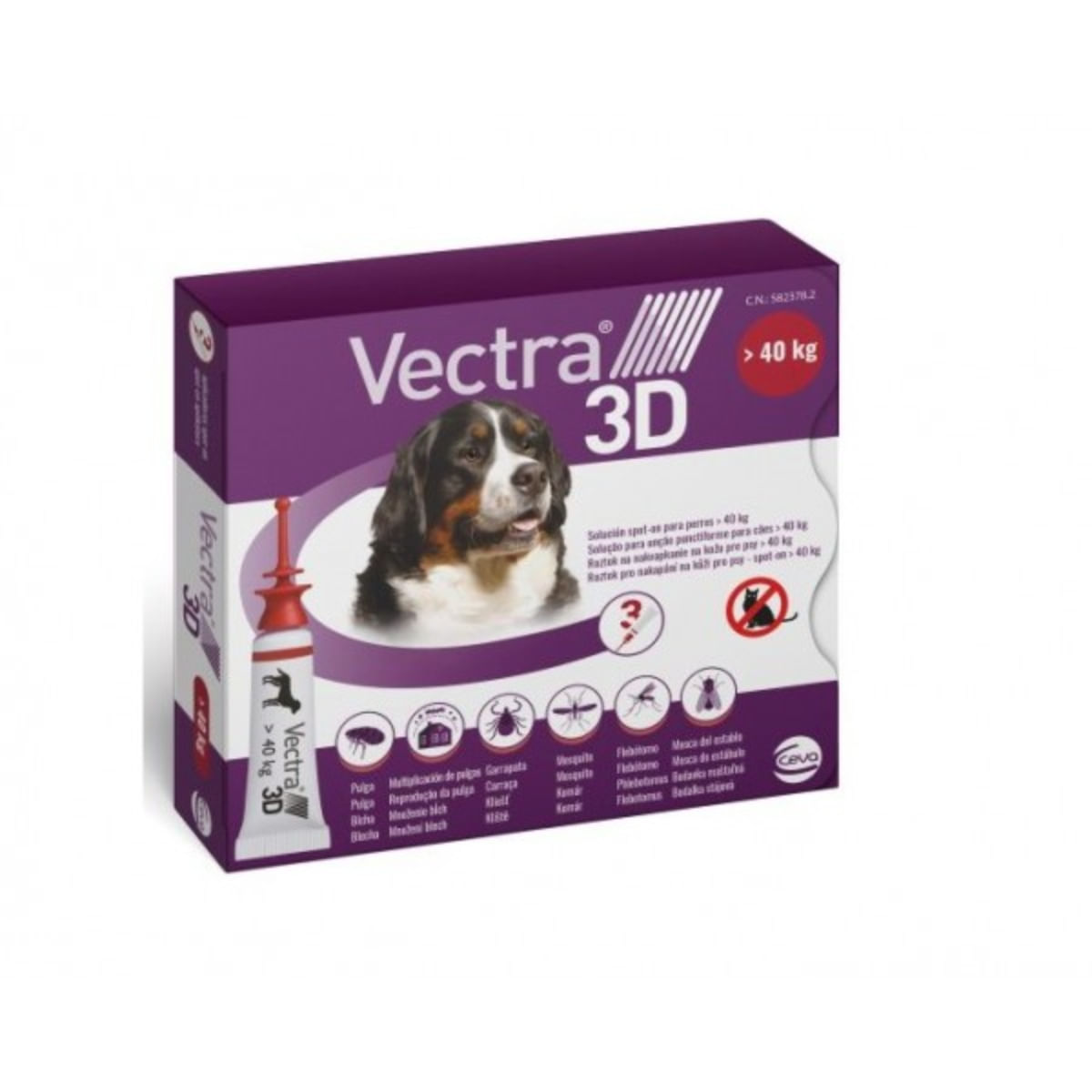Vectra 3D, spot-on, solutie antiparazitara, caini Vectra 3D, spot-on, soluție antiparazitară, câini +40 kg, 3 pipete - poza 1