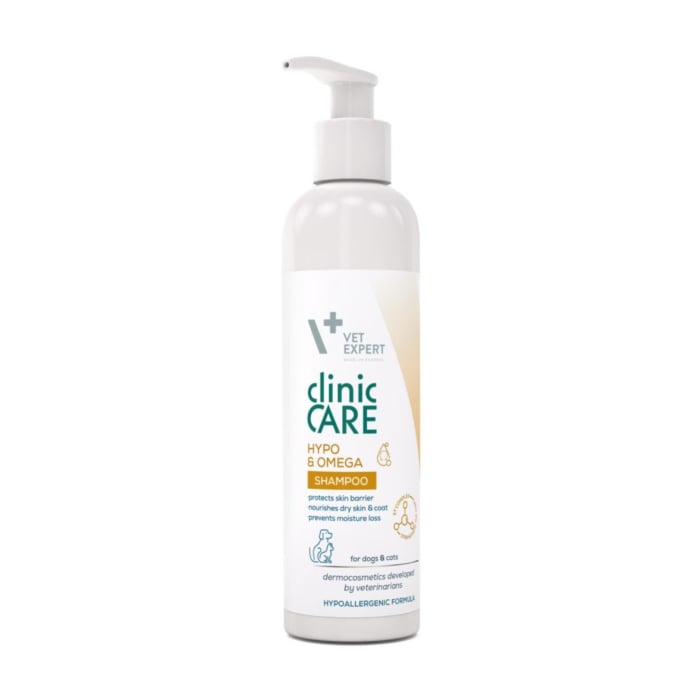 Vet Expert, sampon emolient dermatocosmetic pentru caini si pisci CLINIC CARE HYPO OMEGA, 250ml