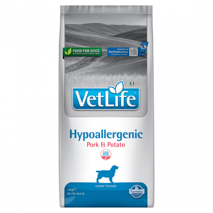 Vet Life Farmina, Hypoallergenic Pork Potato caine, 12 kg