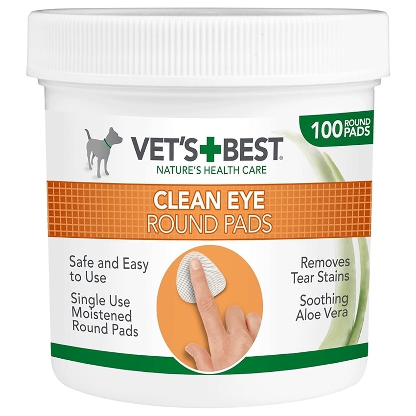 VET'S BEST Clean Eye, șervețele igiena ochilor câini, anti-pete, Aloe Vera, cutie, 100buc - poza 1