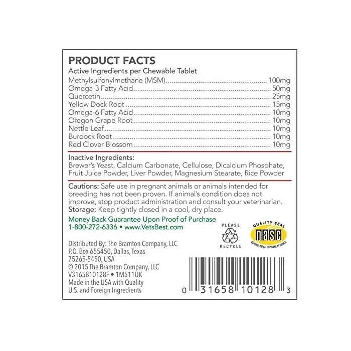 Vet's Best Supliment Nutritiv pentru Caini, Blanita Sanatoasa, 60 tablete - poza 3