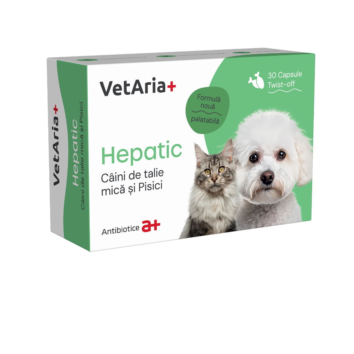 VETARIA+ Hepatic pisici și caini de talie mica, XS-S, supliment sistem hepatic câini și pisici, Pui, cutie, 30 capsule - poza 2
