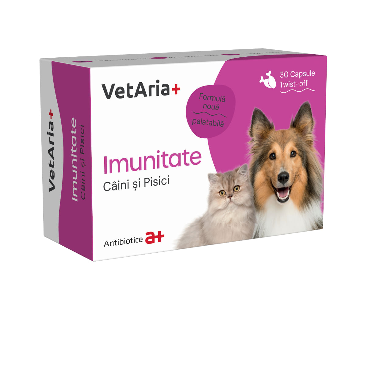 VETARIA+ Imunitate, supliment sistem imunitar câini și pisici, Pui, capsule VETARIA+ Imunitate, XS-XL, supliment sistem imunitar câini și pisici, Pui, cutie, 30 capsule - poza 1