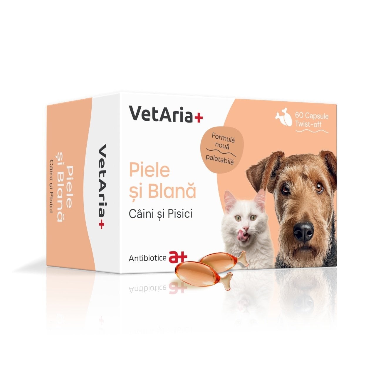 VetAria+ Piele & Blana, 60 capsule Twist-Off - poza 1