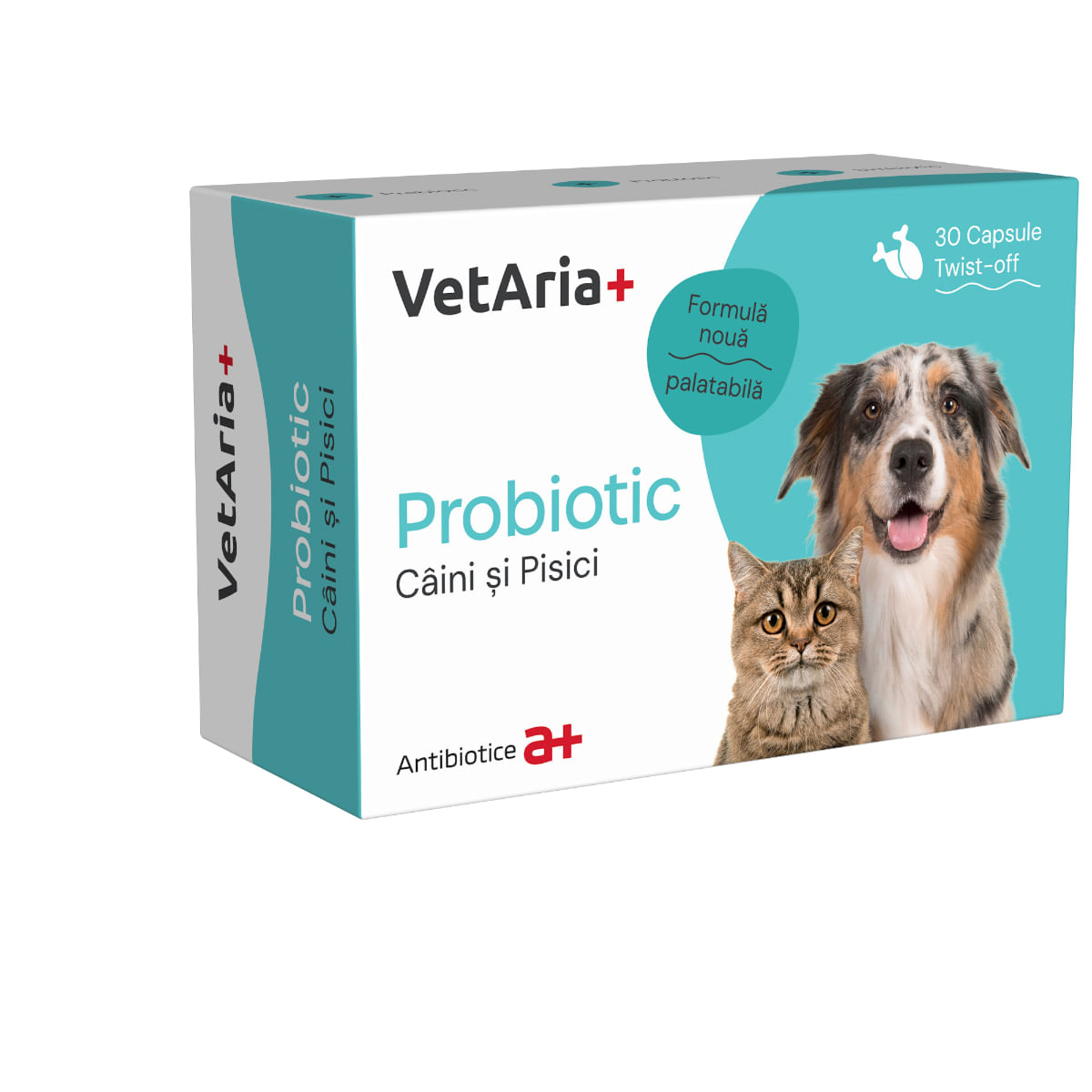 VETARIA+ Probiotic, supliment sistem digestiv & probiotice câini și pisici, Pui, capsule VETARIA+ Probiotic, XS-XL, supliment sistem digestiv & probiotice câini și pisici, Pui, cutie, 30 capsule - poza 2