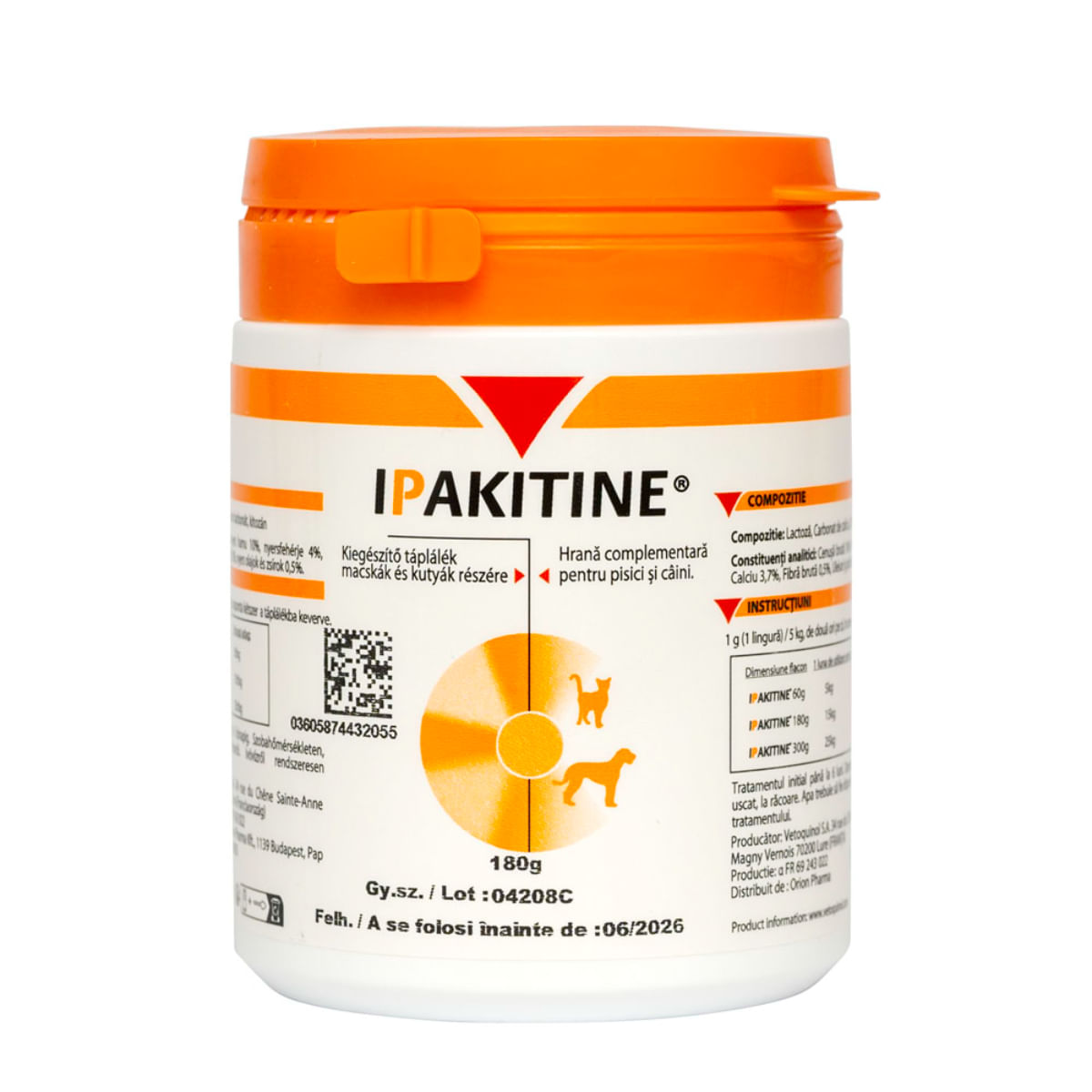 VETOQUINOL Ipakitine, supliment sistem renal câini, pudră VETOQUINOL Ipakitine, XS-XL, supliment sistem renal câini și pisici, flacon, 180g pudră - poza 2