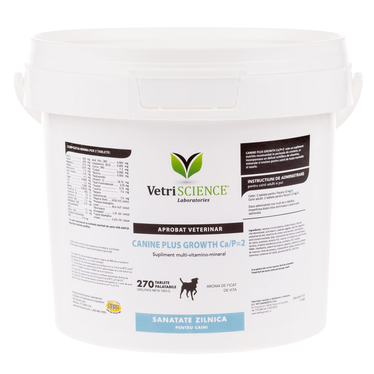 VETRI SCIENCE Canine Plus Growth Ca/P, suplimente creștere și vitalitate câini, 270tbl masticabile - poza 1