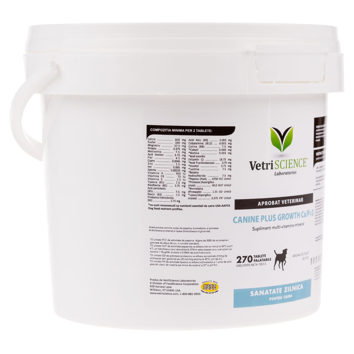 VETRI SCIENCE Canine Plus Growth Ca/P, suplimente creștere și vitalitate câini, 270tbl masticabile - poza 2