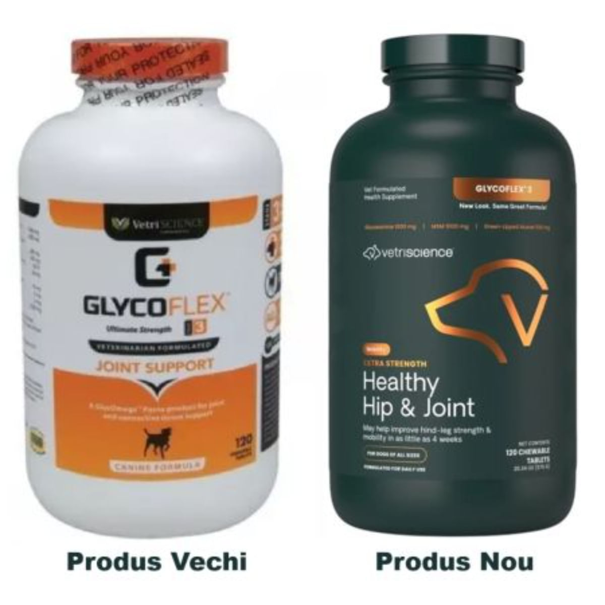 VETRISCIENCE Extra Strength Healthy Hip & Joint (Glycoflex stage3), supliment sistem articular câini, comprimate masticabile VETRISCIENCE Extra Strength Healthy Hip & Joint (Glycoflex stage3), XS-XL, supliment sistem articular câini, flacon - poza 1