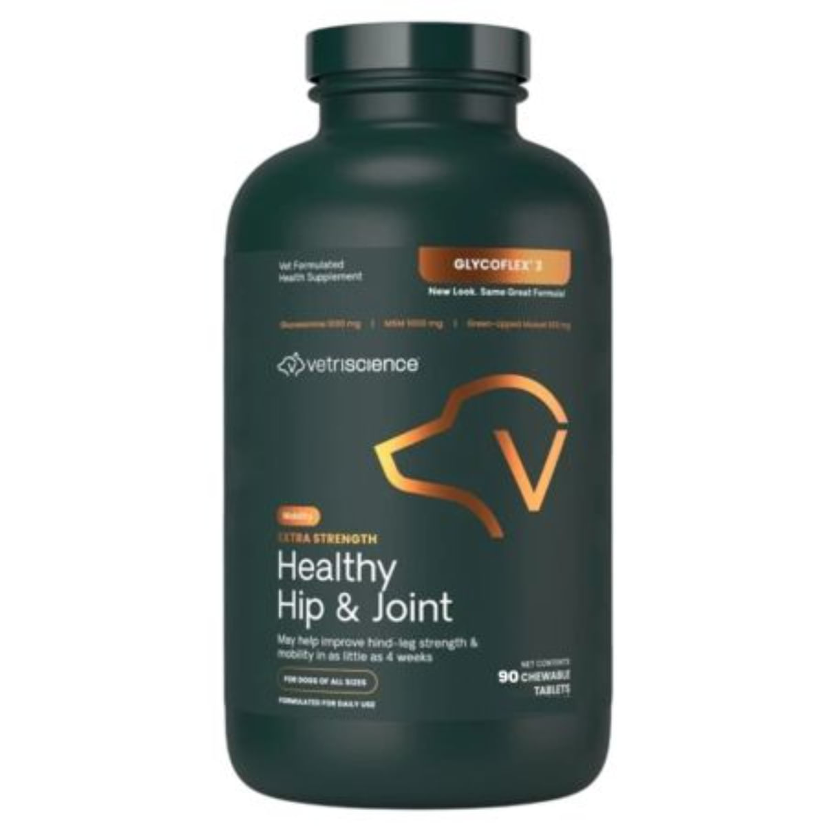 VETRISCIENCE Extra Strength Healthy Hip & Joint (Glycoflex stage3), supliment sistem articular câini, comprimate masticabile VETRISCIENCE Extra Strength Healthy Hip & Joint (Glycoflex stage3), XS-XL, supliment sistem articular câini, flacon - poza 3